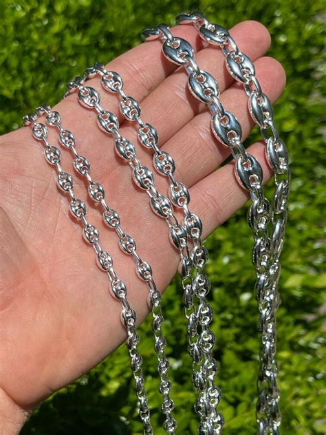 silver gucci link|Gucci puffed mariner chain link.